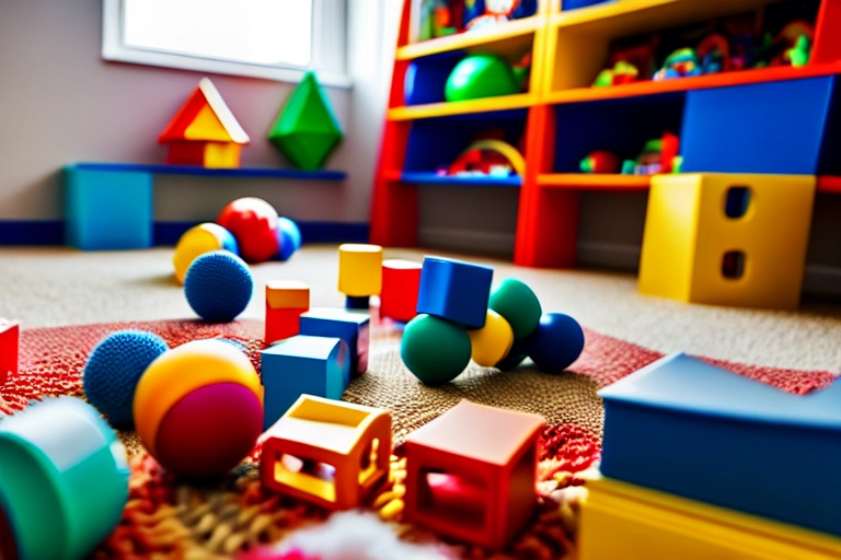 Spielzeug mit Gütesiegel liegt im Kinderzimmer