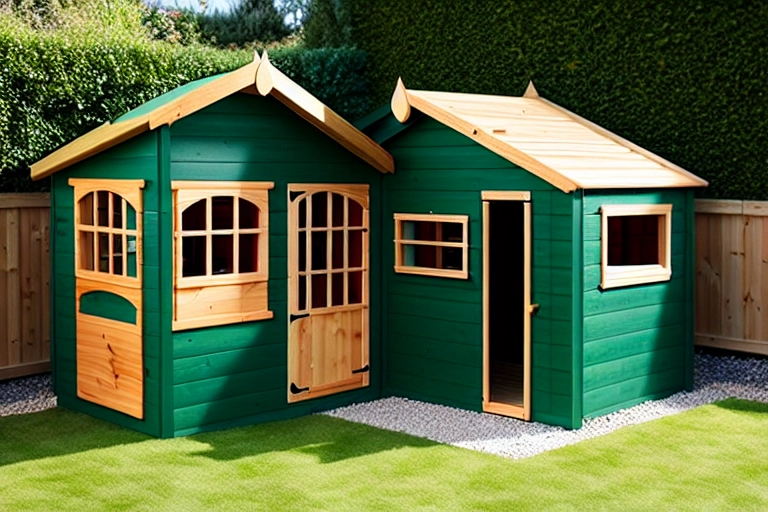 Ein Holz Spielhaus im Garten für Kinder